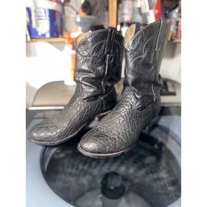 Cowtown Cowboy Boots Men 9.5 EE Black Good Bullhide Leather Handmade Western